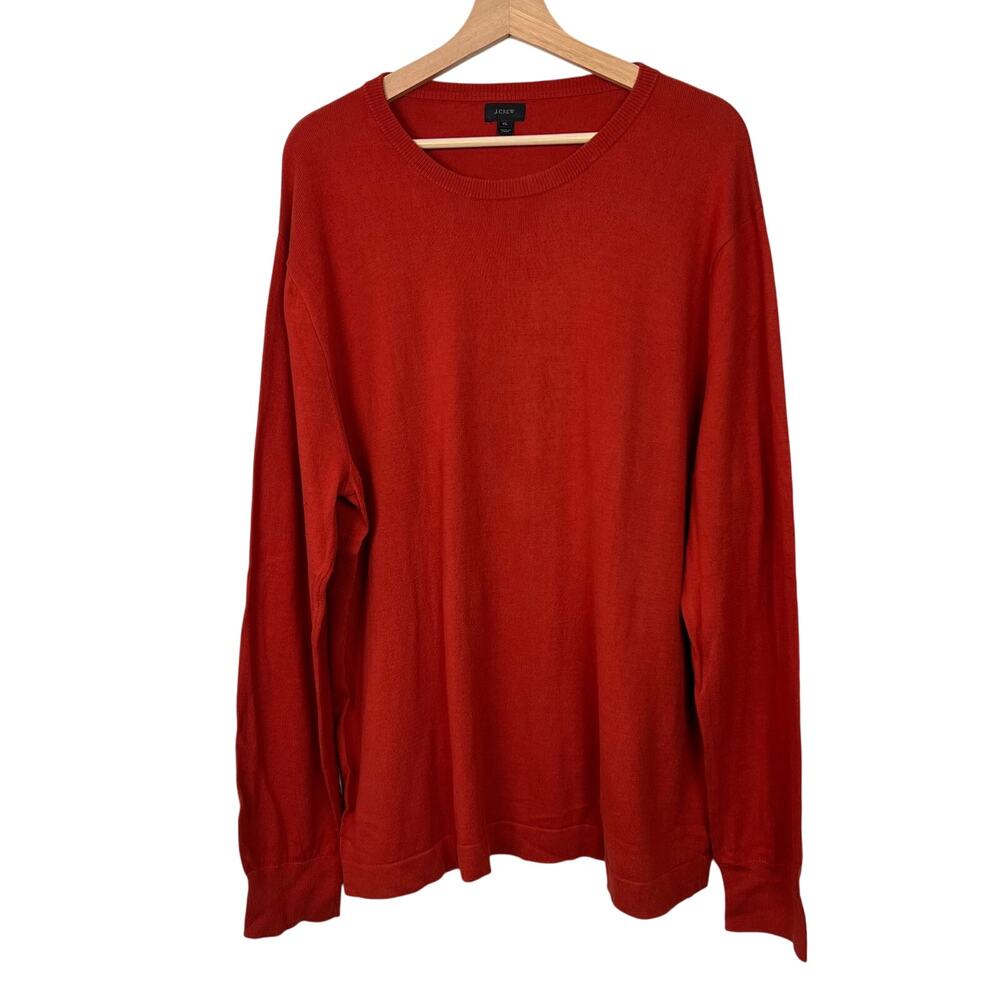 J. Crew Men's Size XL Dark‎ Orange Cotton Crewneck Sweater Long Sleeve Soft